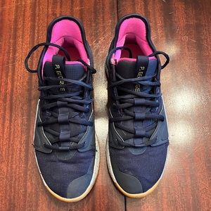 Men’s Nike PG 3 Basketball shoes size 8.5 AO2607-401 navy with hot pink